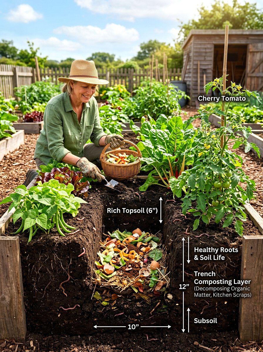 Trench Composting In Garden - 30 compost corner ideas