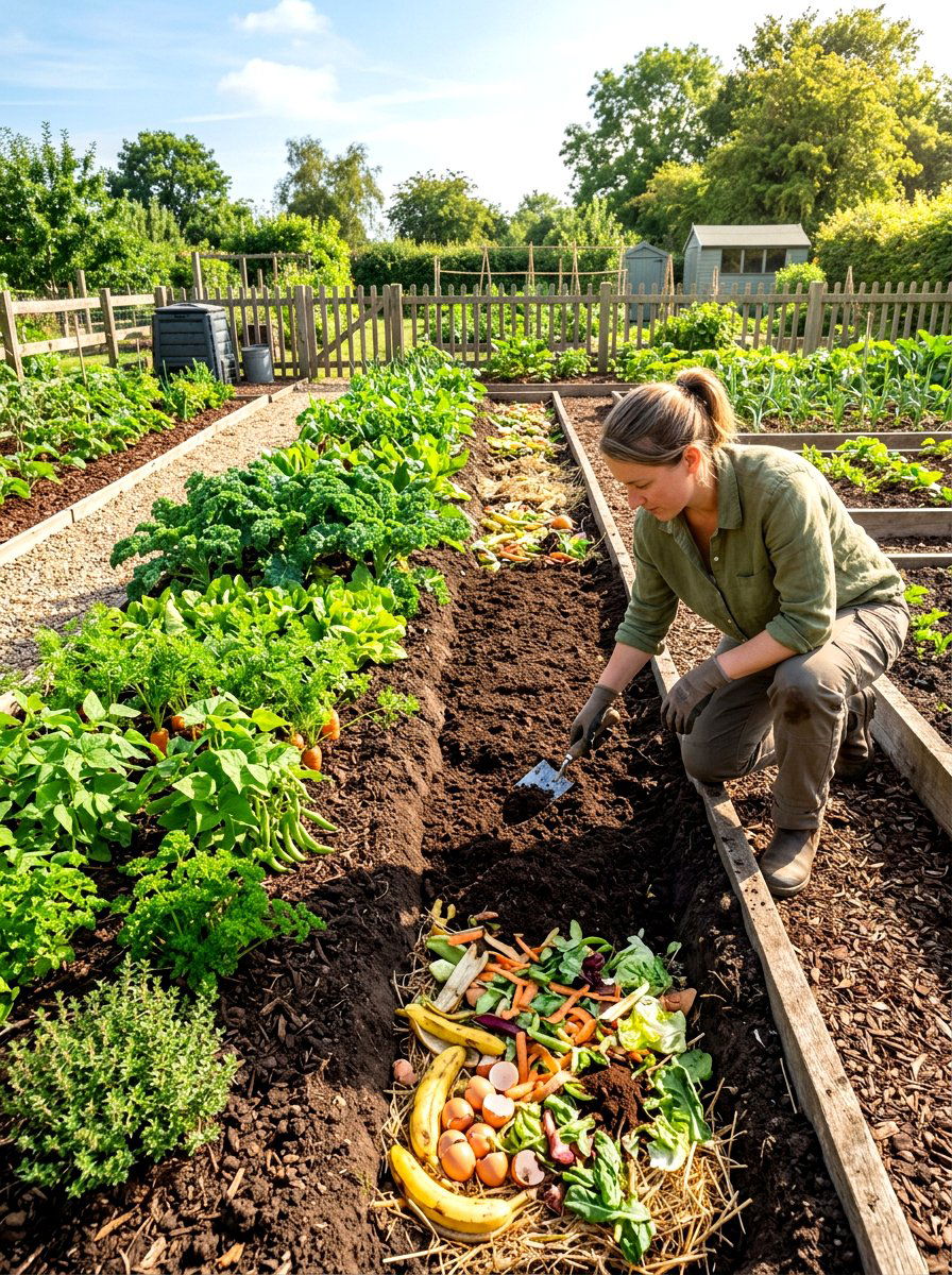 Trench composting garden - 30 compost corner garden ideas