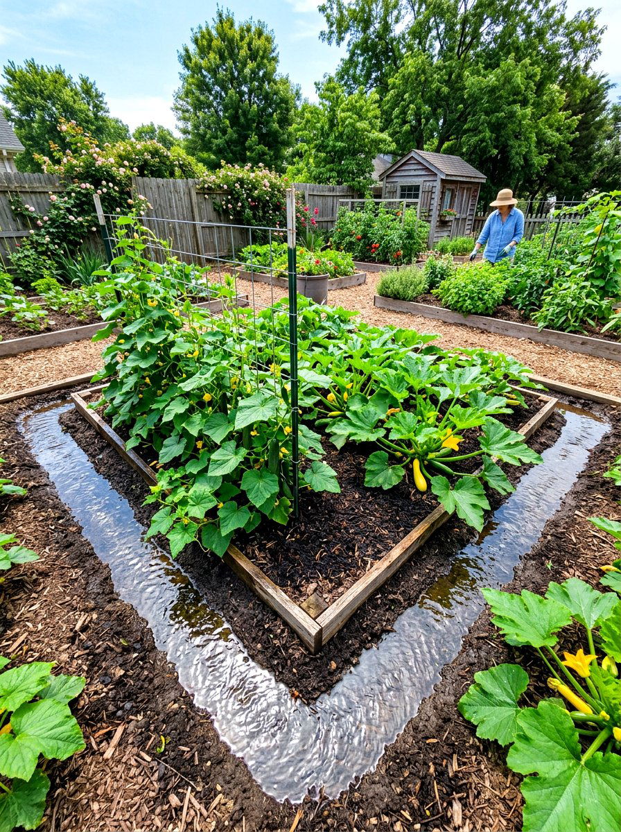 Trench watering method - 30 vegetable garden watering ideas