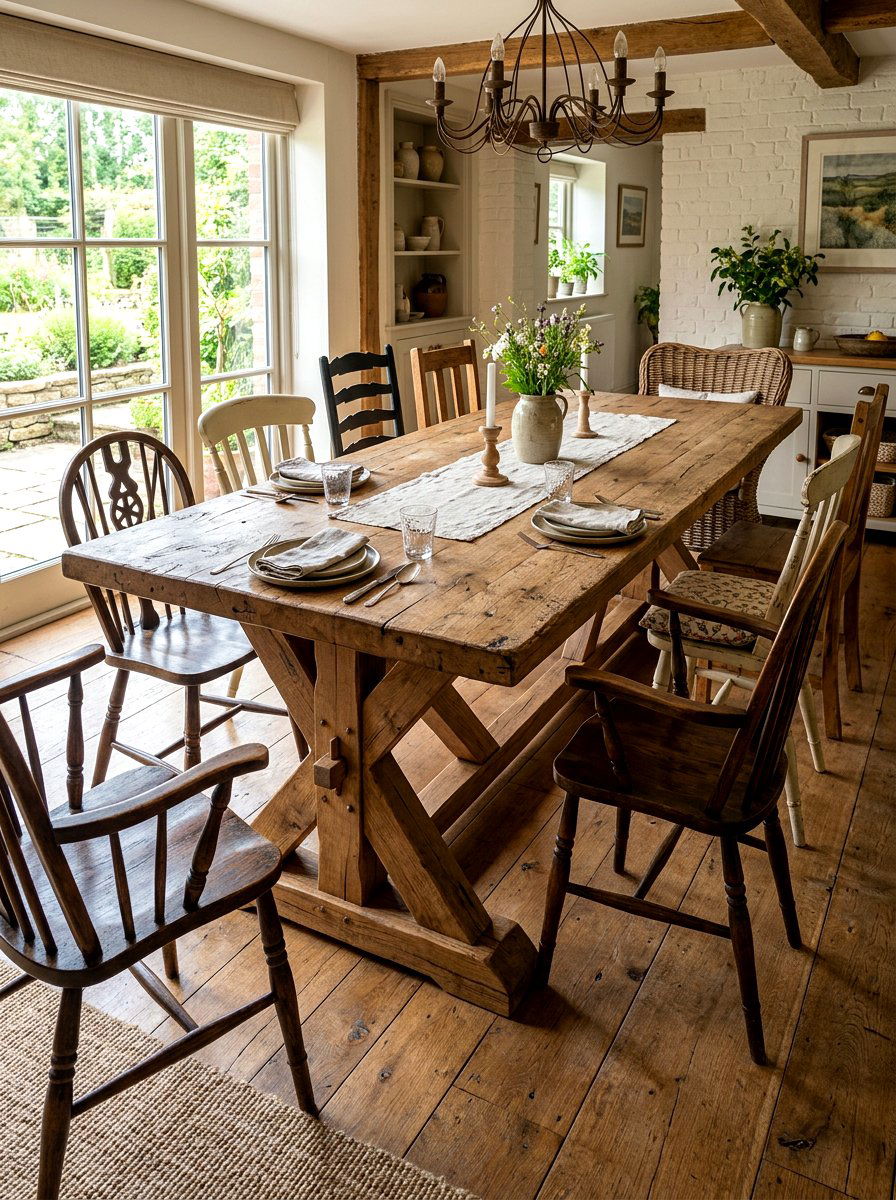 Trestle Base Table - 30 rustic dining room ideas