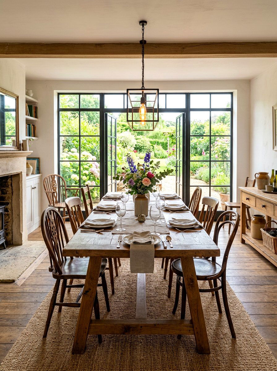 Trestle Table Dining Space - 30 French cottage decor ideas