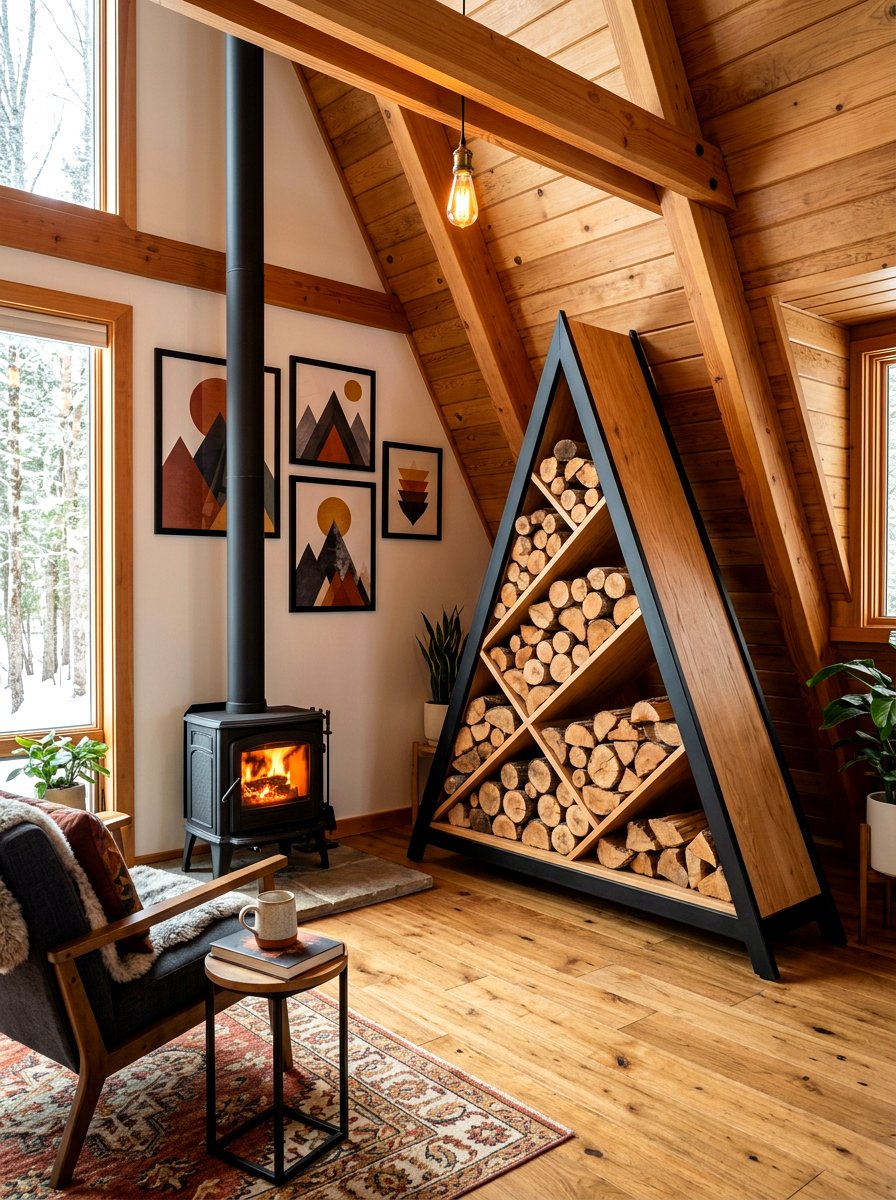 Triangle A frame wood rack - 30 log holder ideas