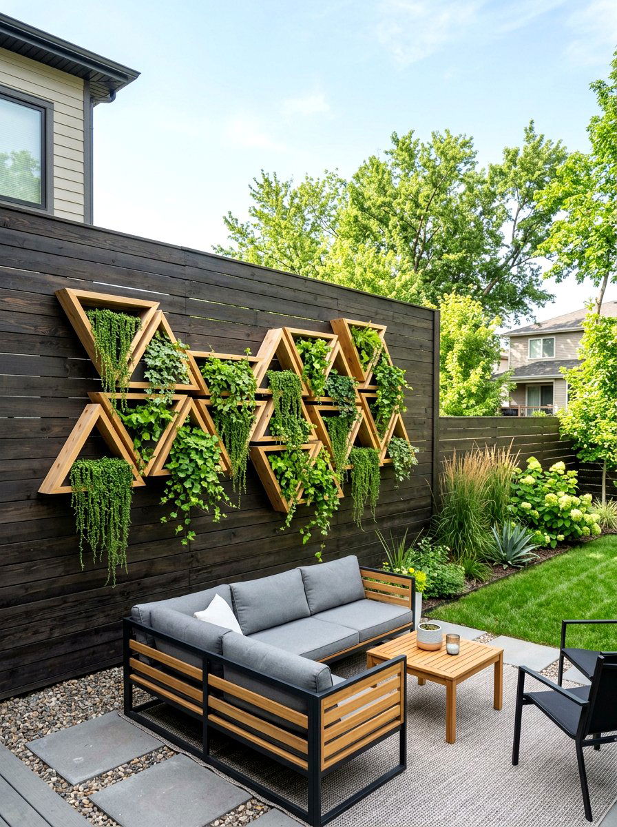 Triangle Wall Wood Planter - 30 wooden planter ideas