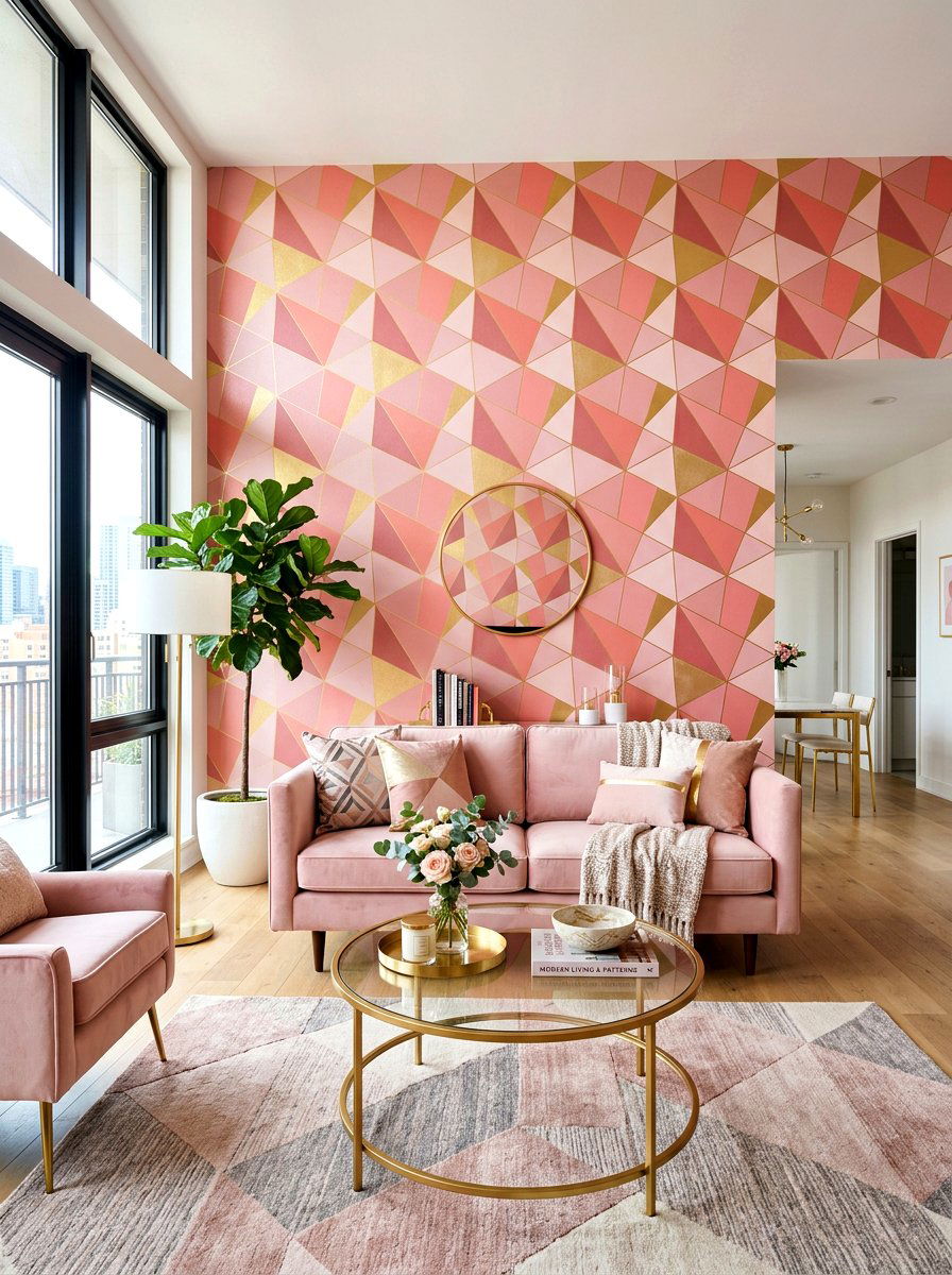 Triangle wall pattern - 30 tape wall art display ideas