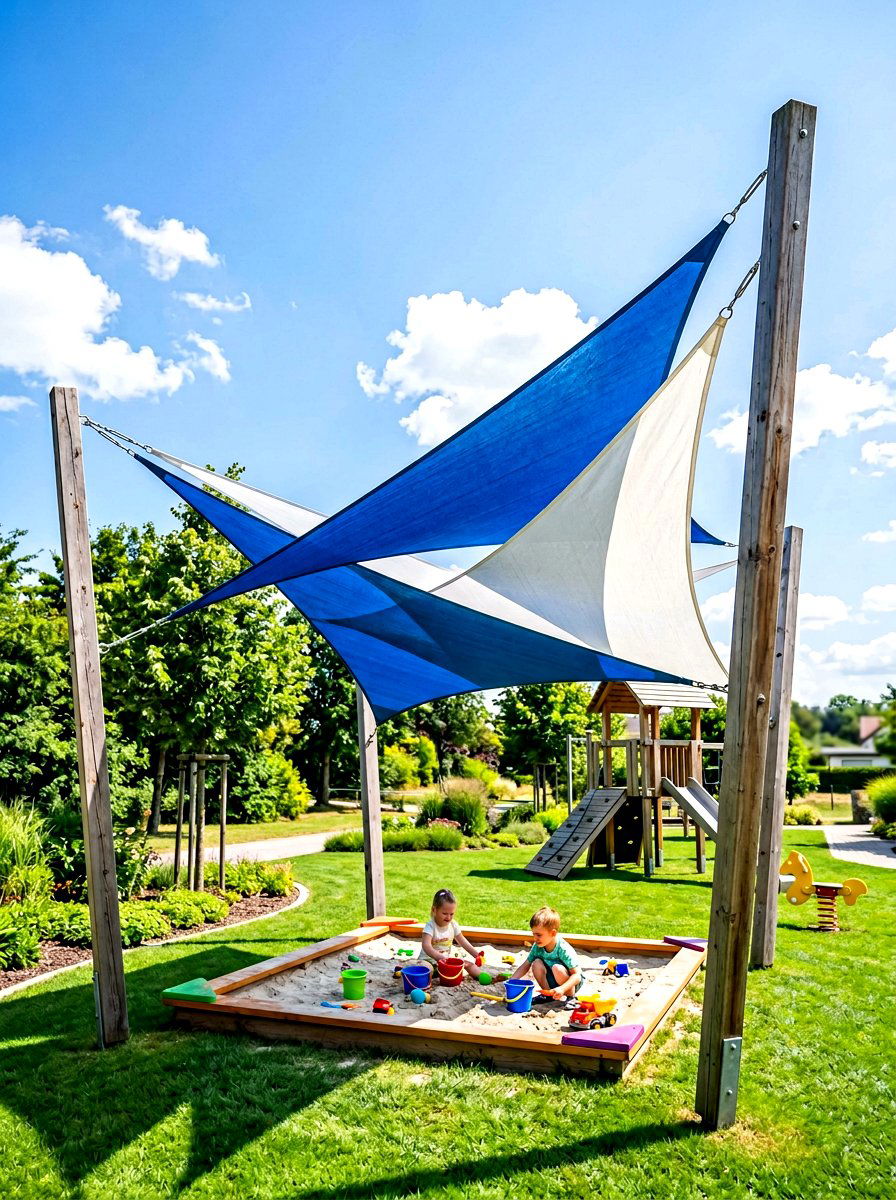 Triangular Shade Sail - 30 shaded backyard ideas