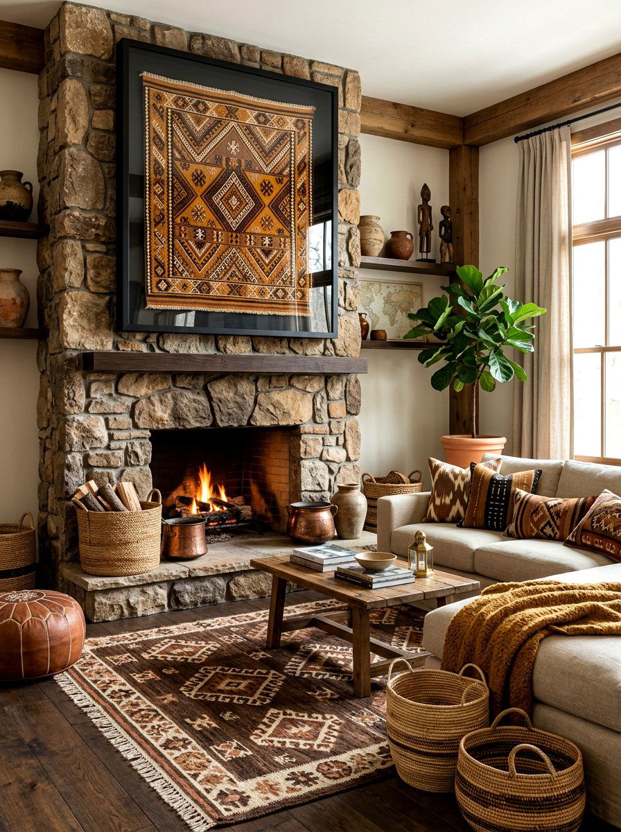 Tribal Weaving Wall Display - 30 framed textile wall ideas