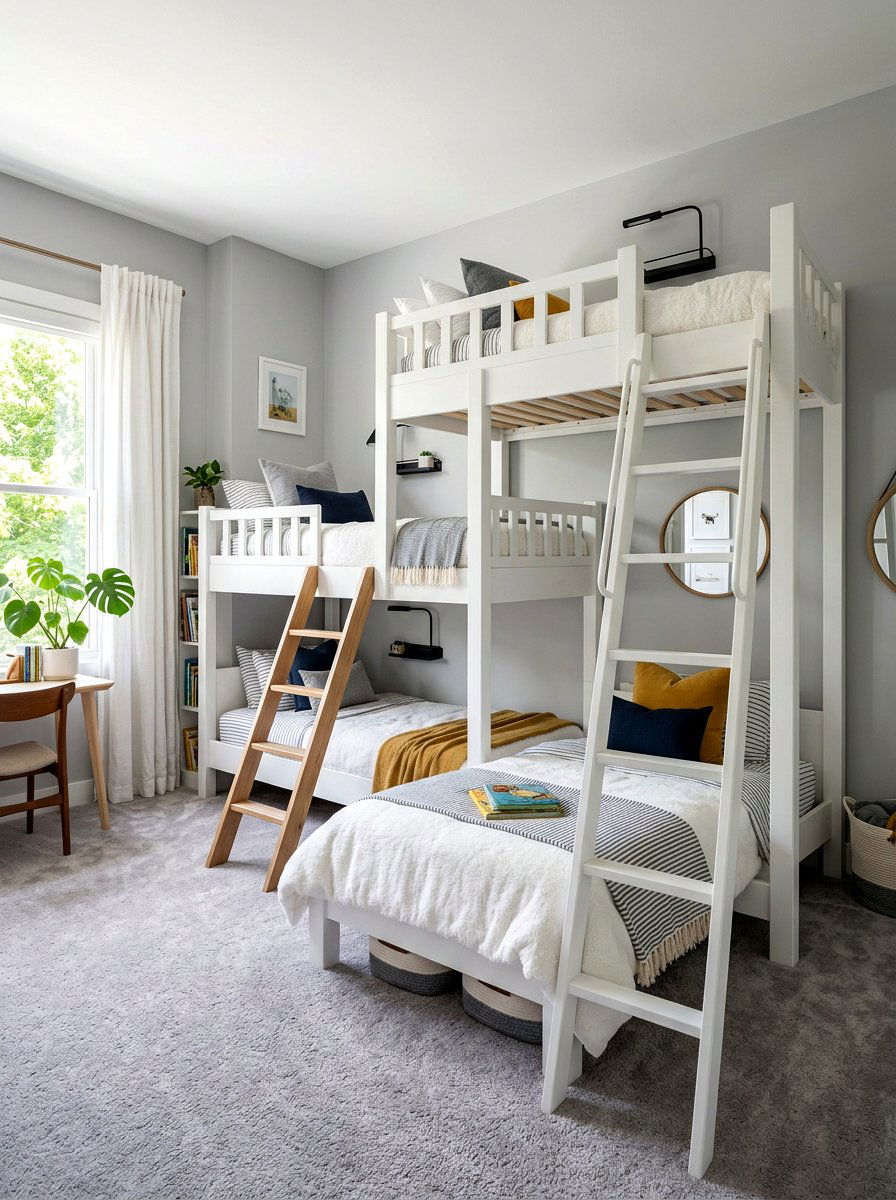 Triple Bunk Bed - 30 bunk room aesthetic ideas