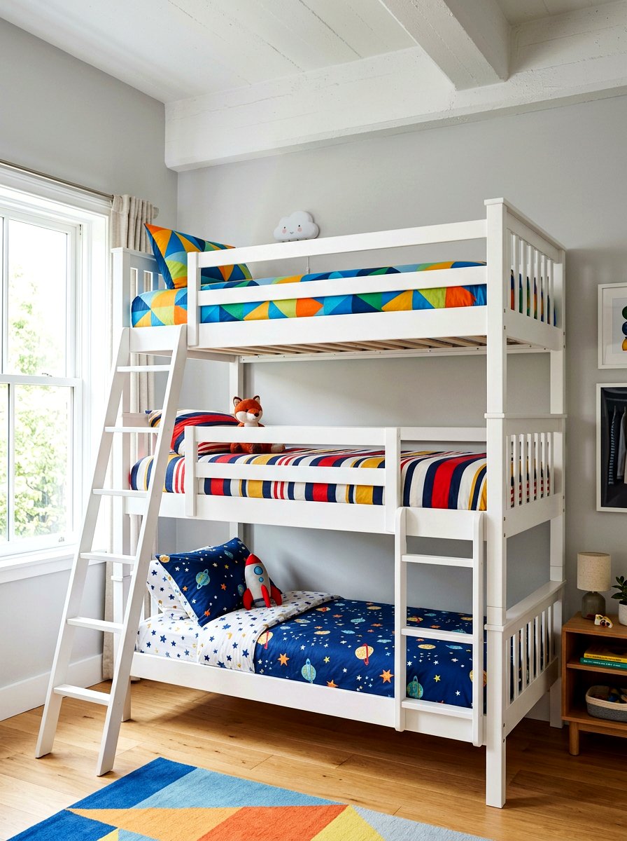 Triple Bunk Beds - 30 shared sibling room ideas