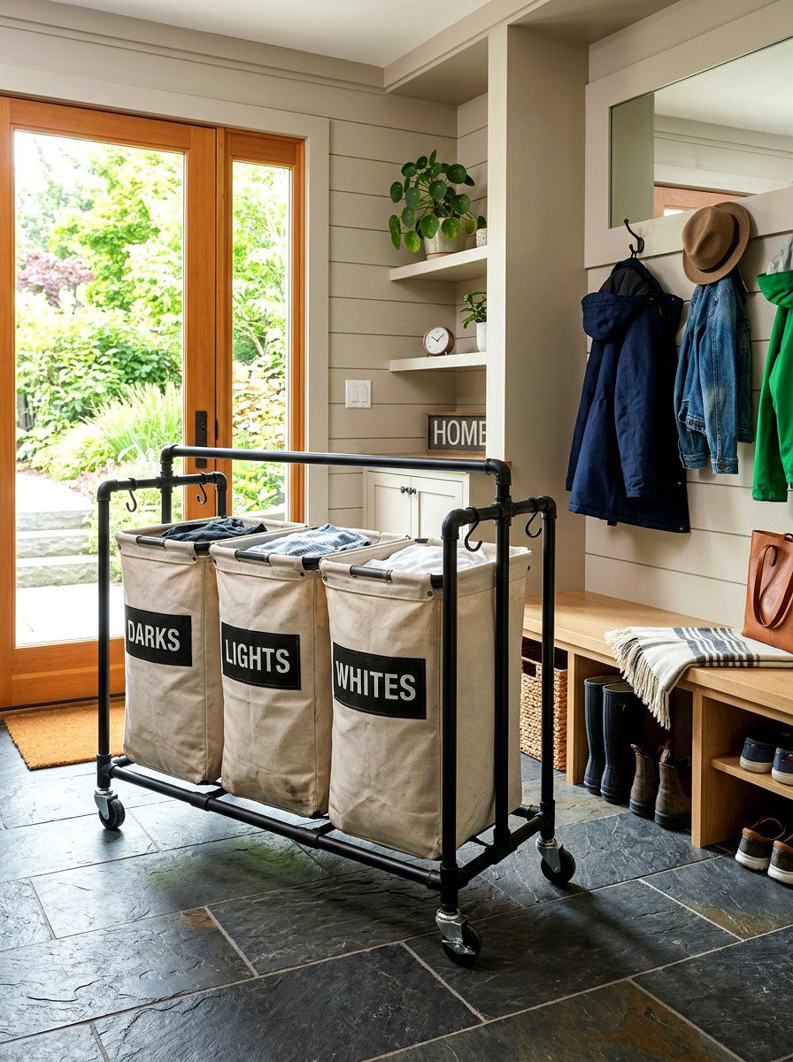 Triple Laundry Bag - 30 laundry sorting station ideas