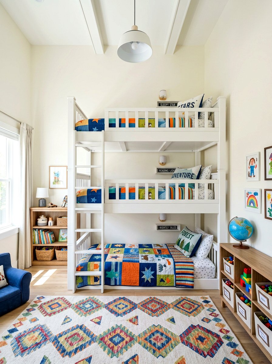 Triple bunk beds for kids - 30 shared kids room ideas