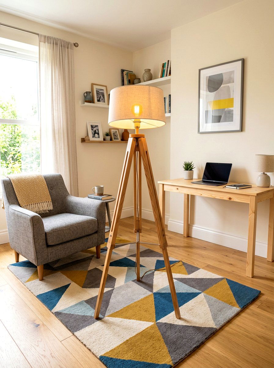 Tripod Base Floor Lamp Study - 30 lamp lit office ideas