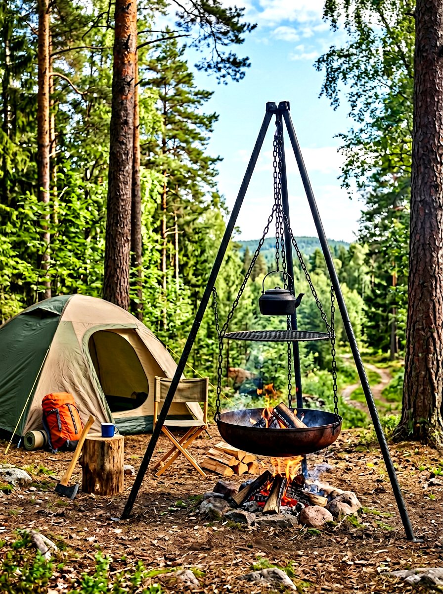 Tripod Hanging Fire Pit - 30 portable fire pit ideas