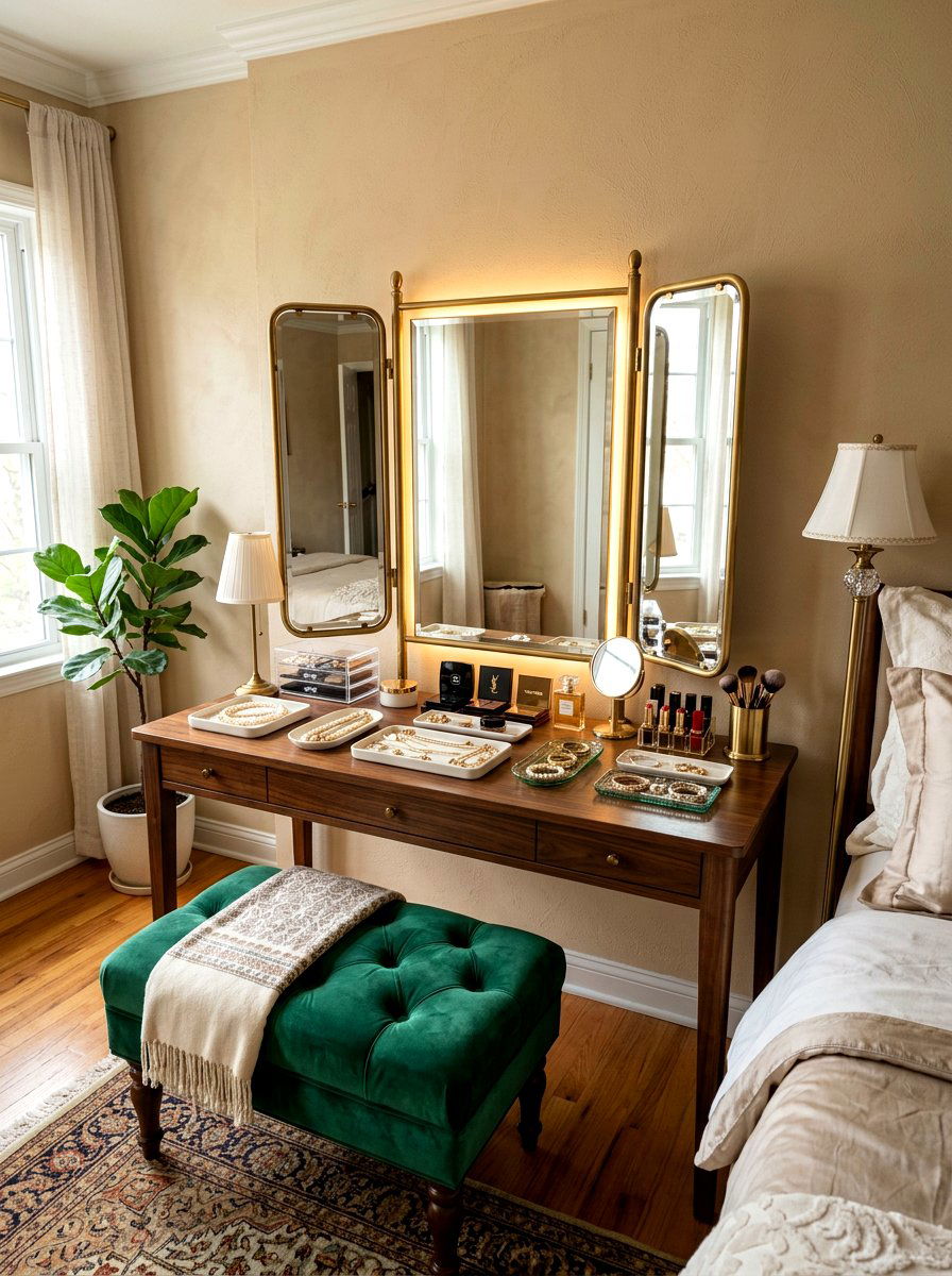 Triptych three way mirror - 30 dressing room mirror ideas