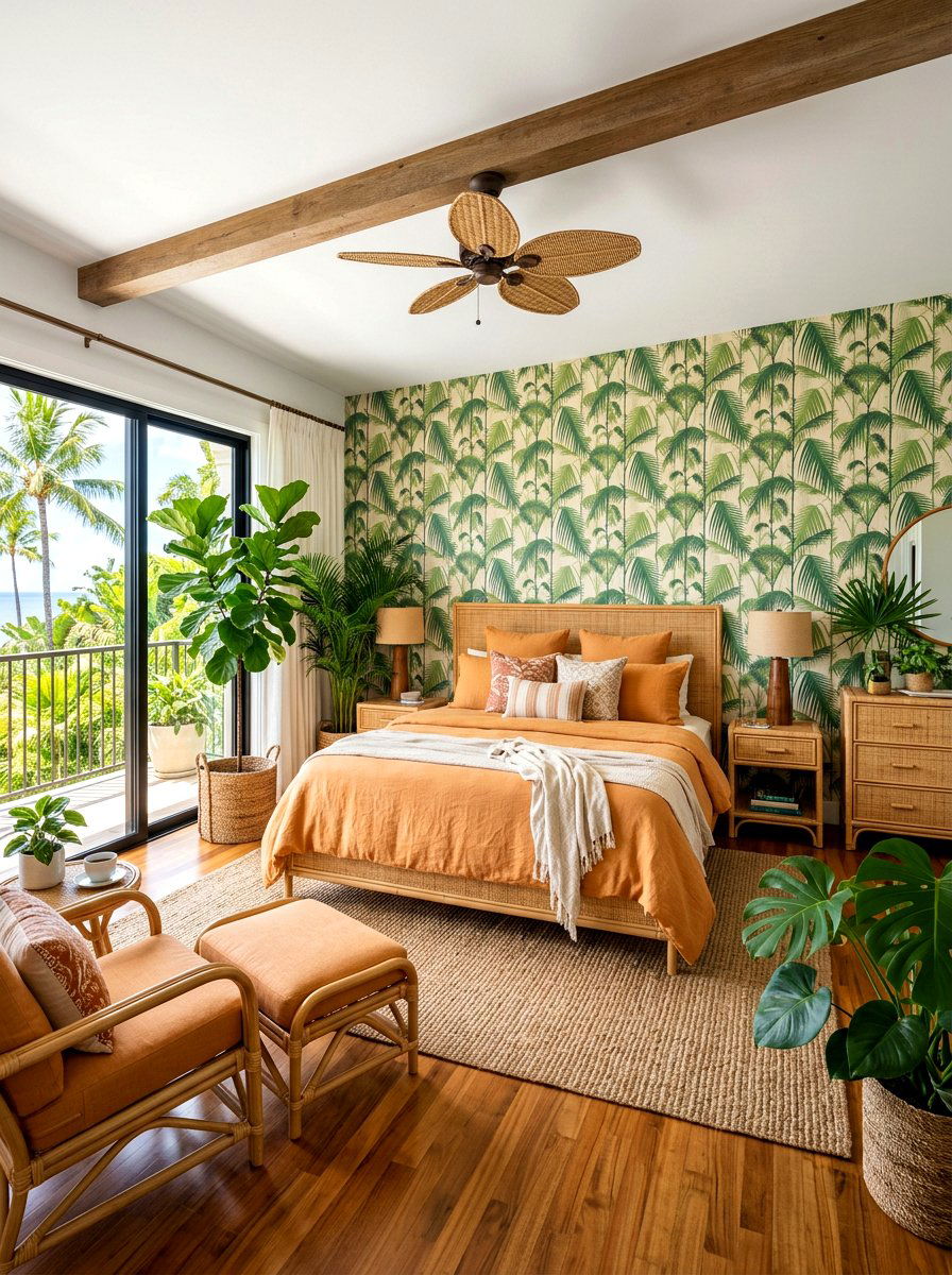 Tropical Apricot Bedroom - 30 apricot bedroom ideas