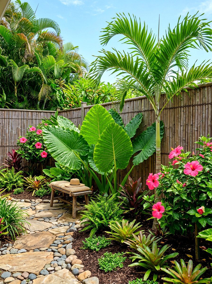 Tropical Backyard Corner - 30 small garden ideas