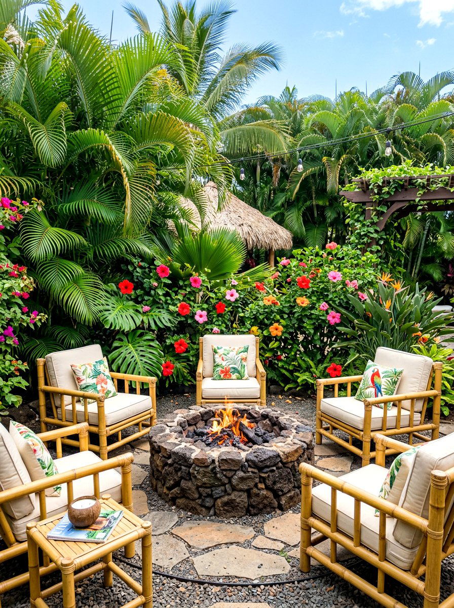 Tropical Backyard Fire Pit - 30 fire pit landscaping ideas