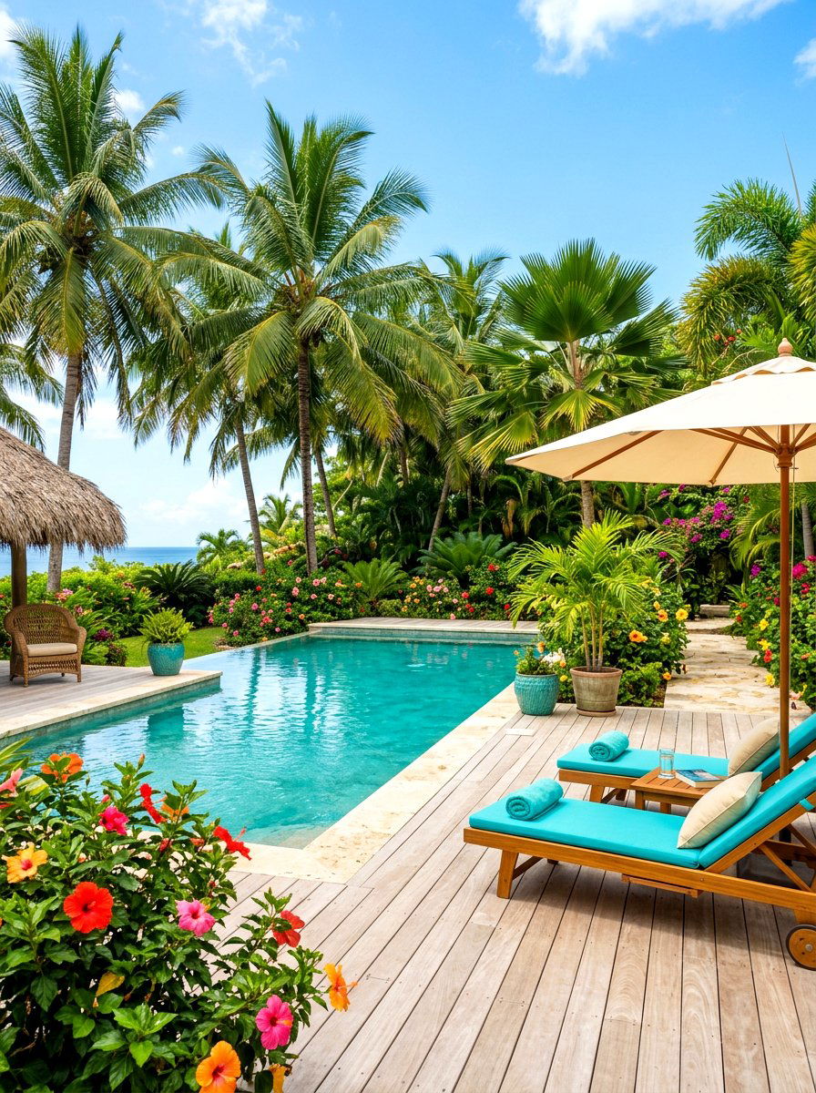 Tropical Backyard Pool Deck - 30 stock tank pool deck ideas