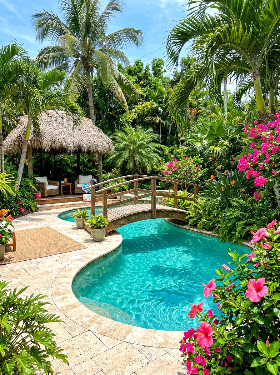 Tropical Backyard Pool Patio - 30 plunge pool patio ideas