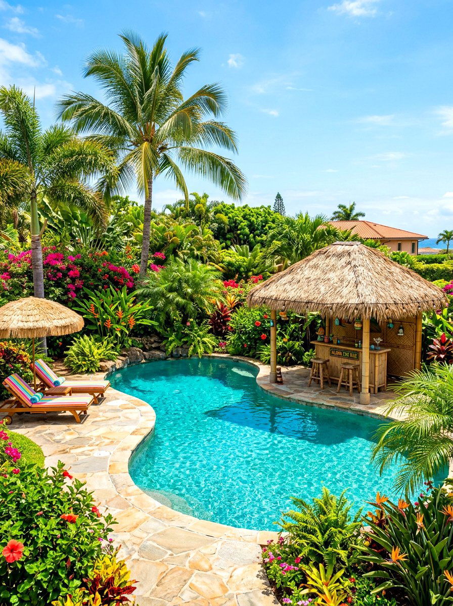 Tropical Backyard Pool - 30 family pool ideas