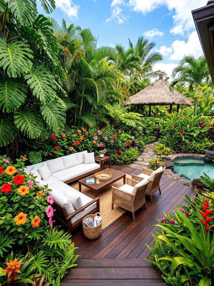 Tropical Backyard Retreat - 30 patio garden ideas
