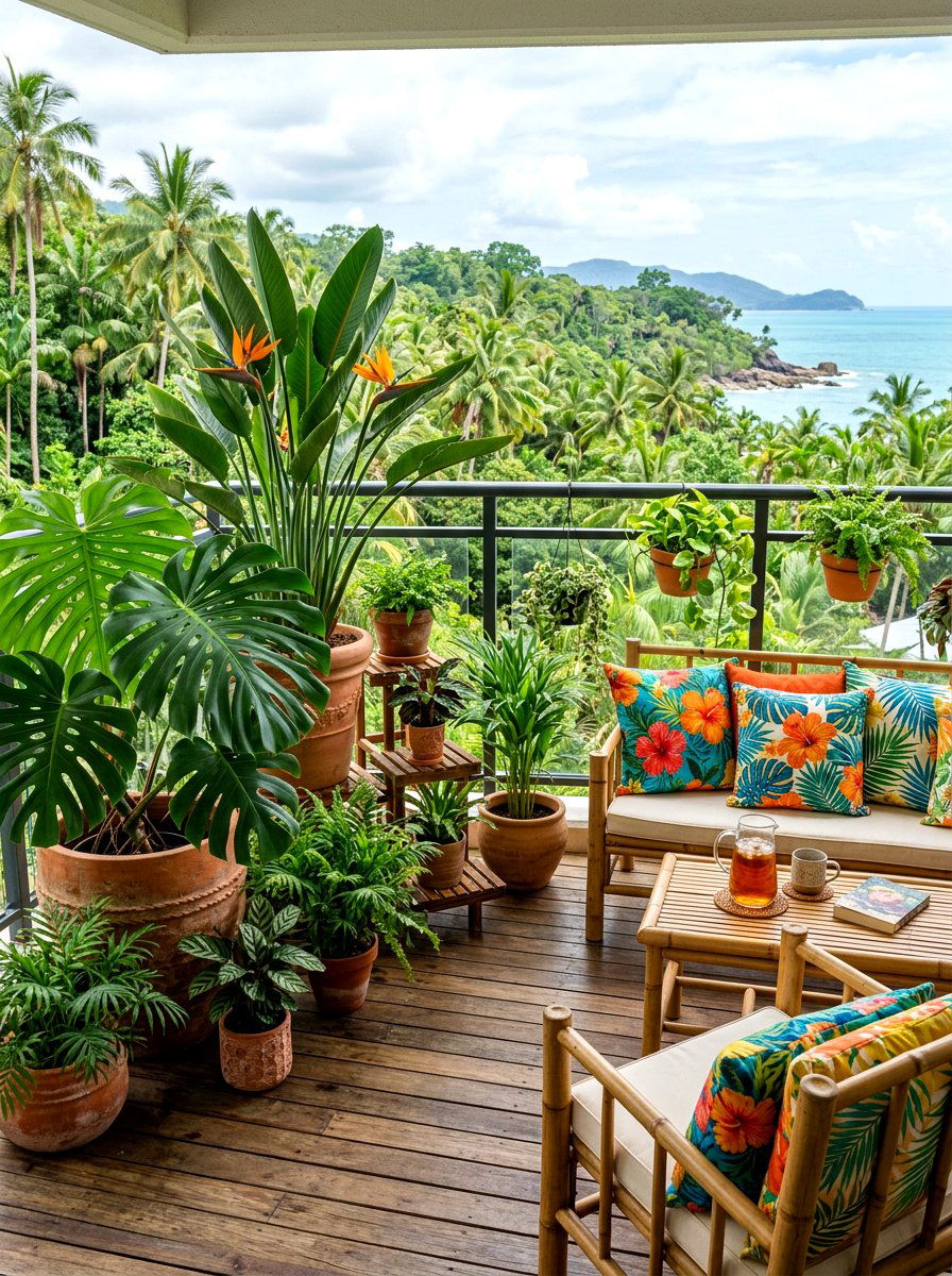 Tropical Balcony Plants Decor - 30 condo balcony lounge ideas