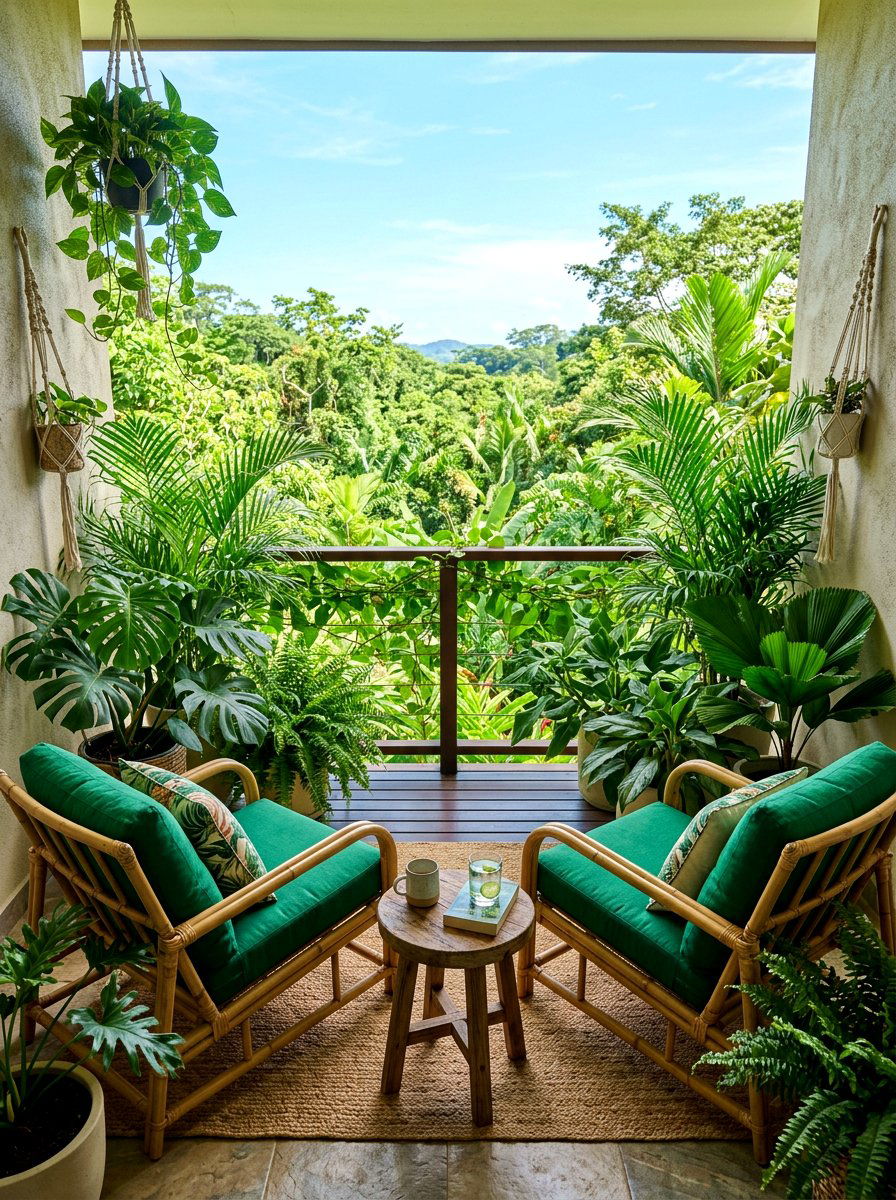 Tropical Balcony Plants Seating - 30 balcony seating nook ideas