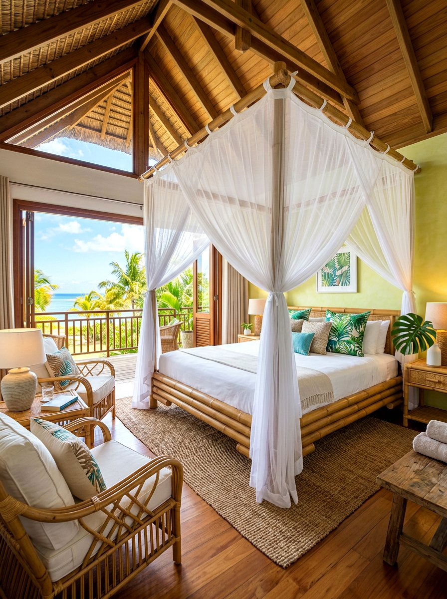 Tropical Bamboo Canopy Bed - 30 romantic canopy bedroom ideas