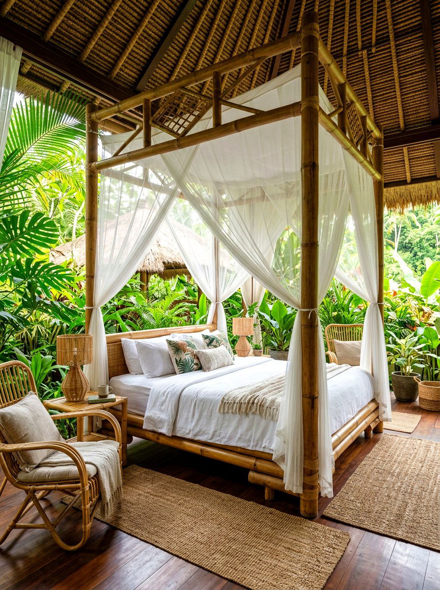 Tropical Bamboo Canopy Bed - 30 canopy drape bed ideas