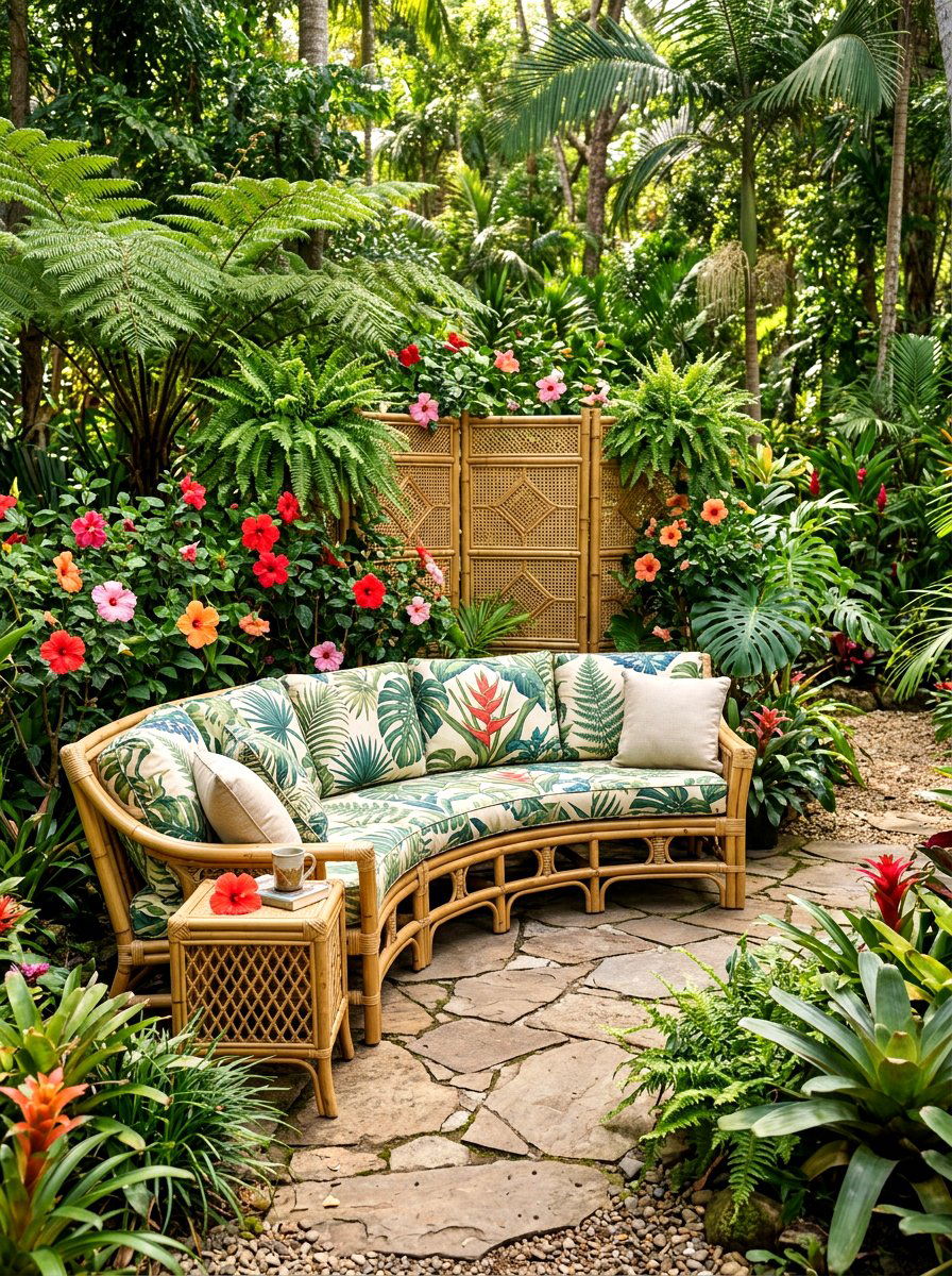 Tropical Bamboo Curved Sofa - 30 curved patio sofa ideas