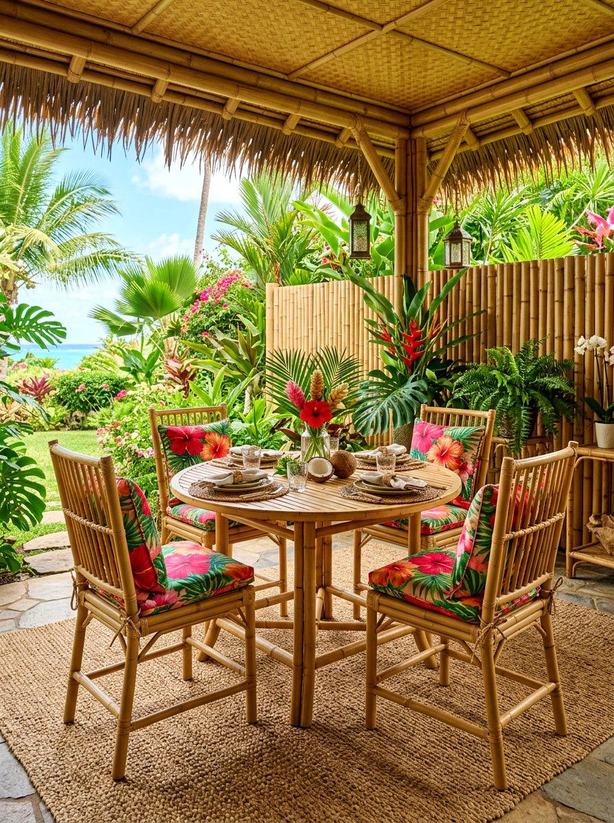 Tropical Bamboo Dining Area - 30 covered patio breakfast nook ideas