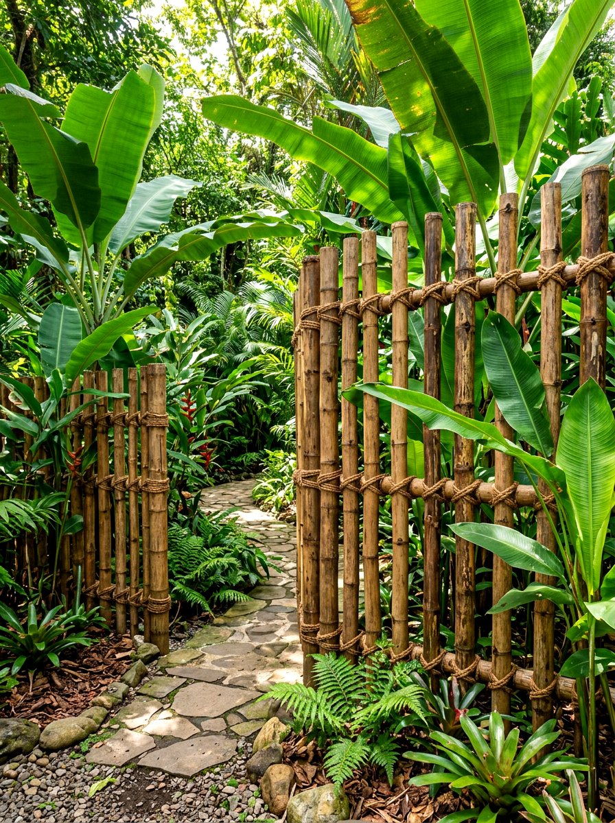 Tropical Bamboo Garden Divider - 30 bamboo privacy screen ideas