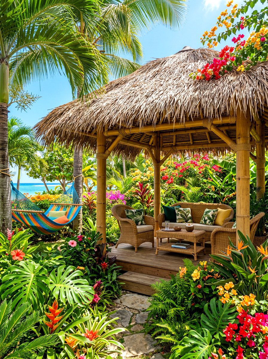 Tropical Bamboo Gazebo - 30 cozy gazebo ideas