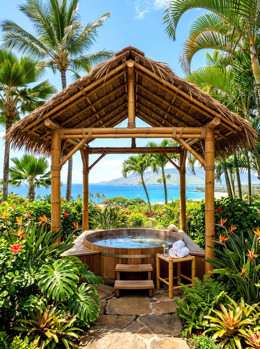 Tropical Bamboo Hot Tub Pergola - 30 pergola over hot tub ideas