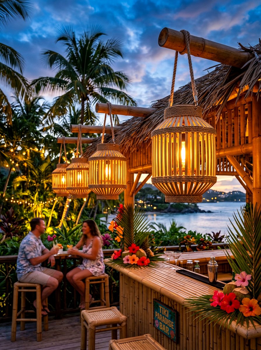 Tropical Bamboo Lanterns - 30 outdoor candle lantern ideas