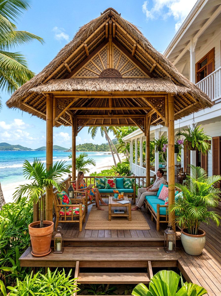 Tropical Bamboo Pavilion - 30 attached pavilion ideas
