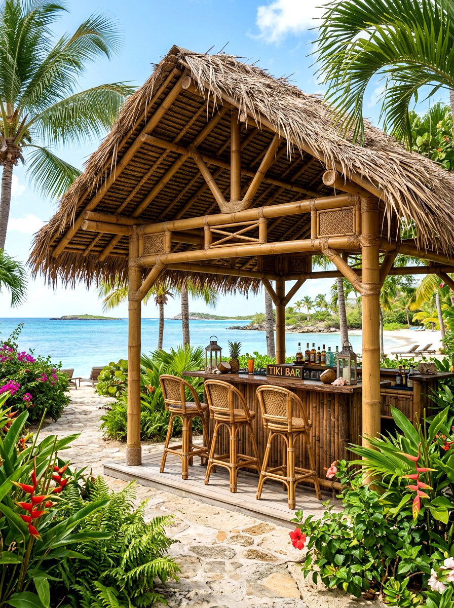 Tropical Bamboo Pergola - 30 backyard pergola ideas