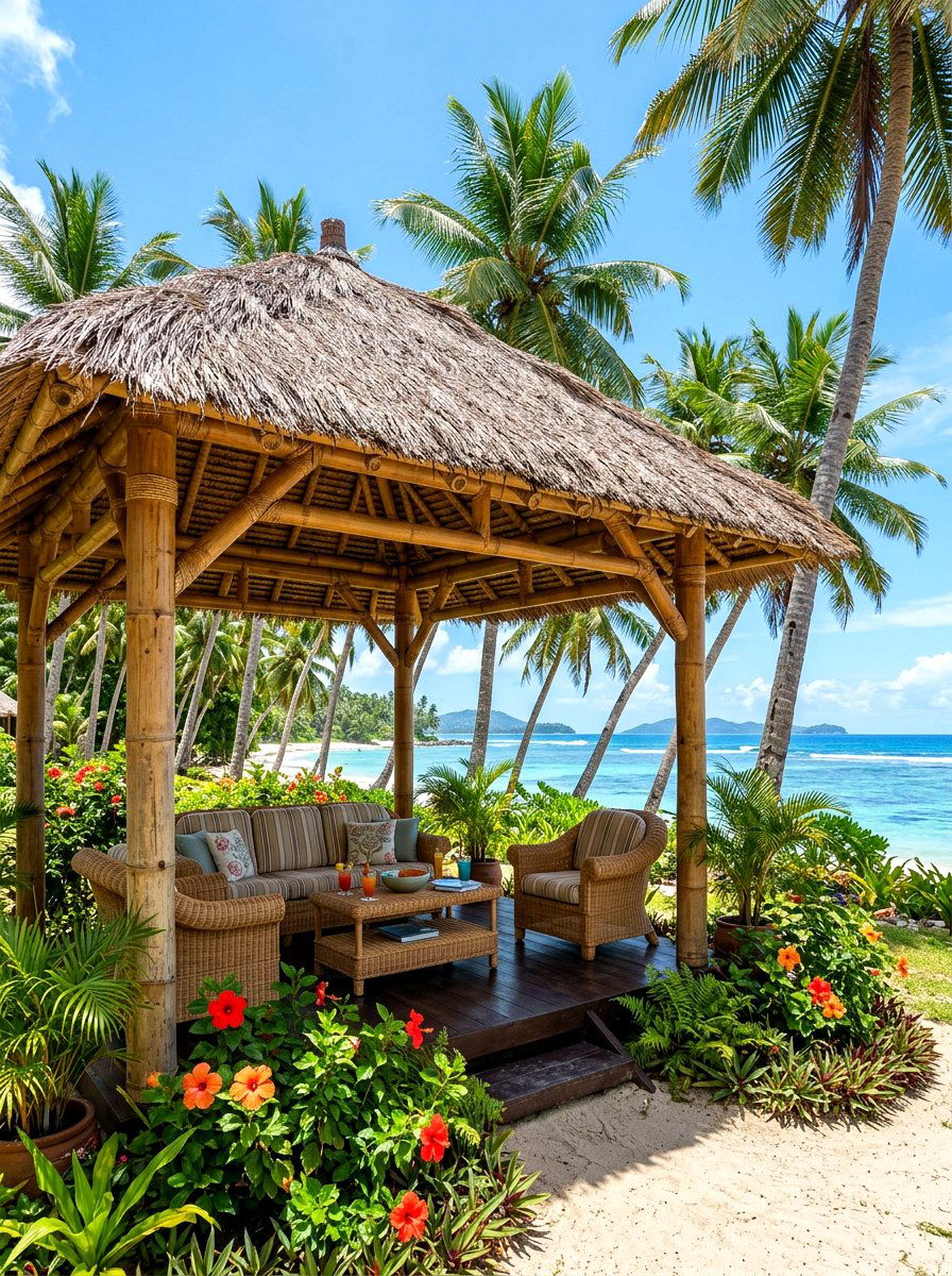 Tropical Bamboo Pergola - 30 freestanding pergola ideas