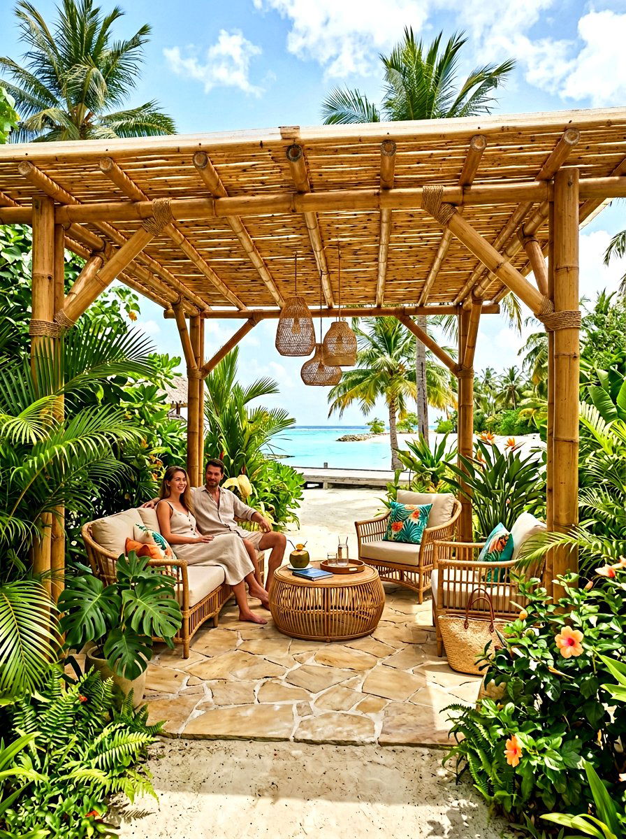 Tropical Bamboo Pergola - 30 garden pergola ideas