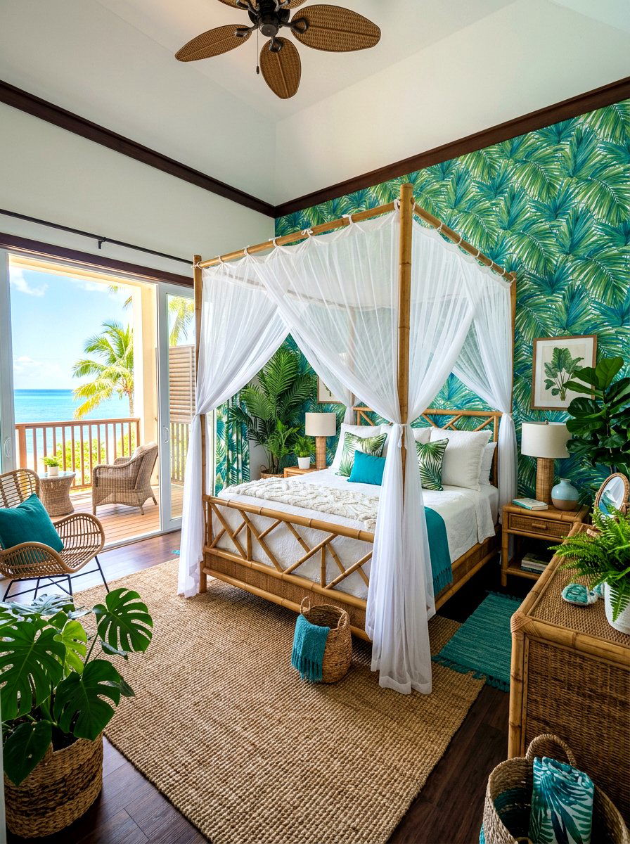 Tropical Bedroom - 30 aesthetic bedroom ideas