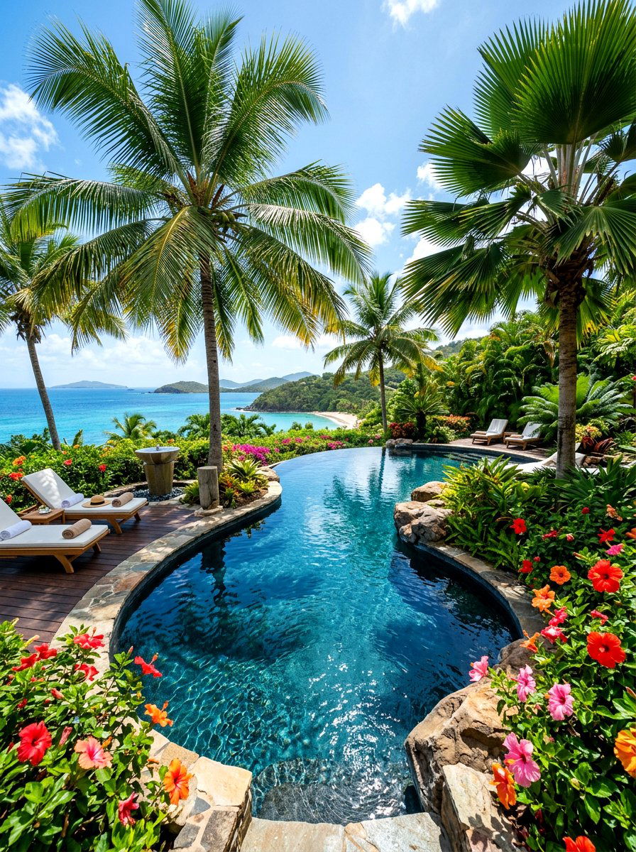 Tropical Black Bottom Pool - 30 black bottom pool backyard ideas