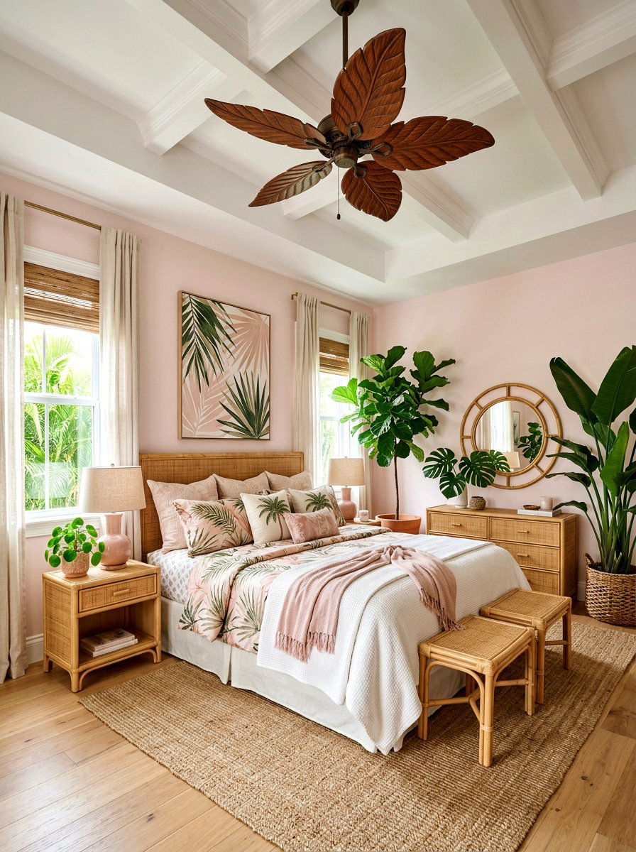 Tropical Blush Bedroom - 30 blush and beige bedroom ideas