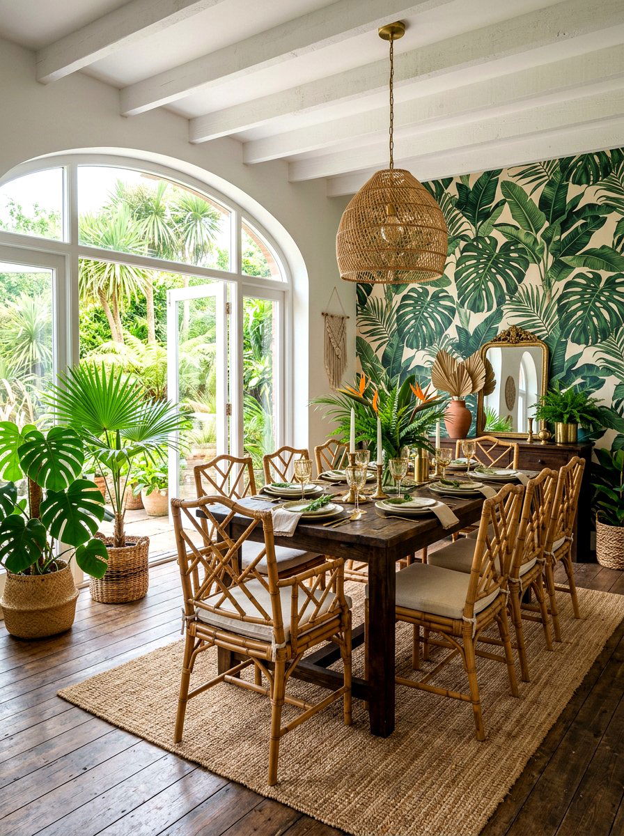 Tropical Boho Dining Room - 30 boho dining room ideas