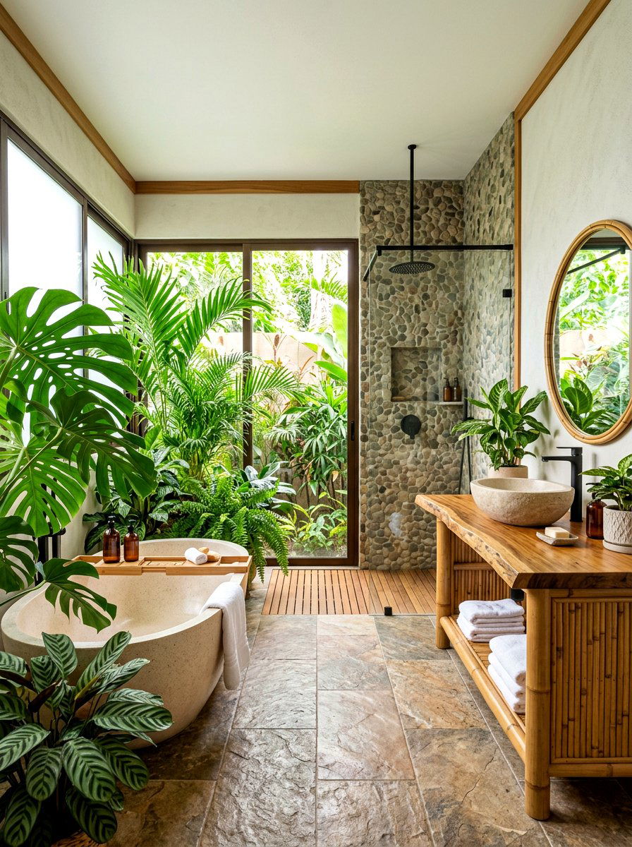 Tropical Botanical Spa - 30 bloomcore bathroom ideas