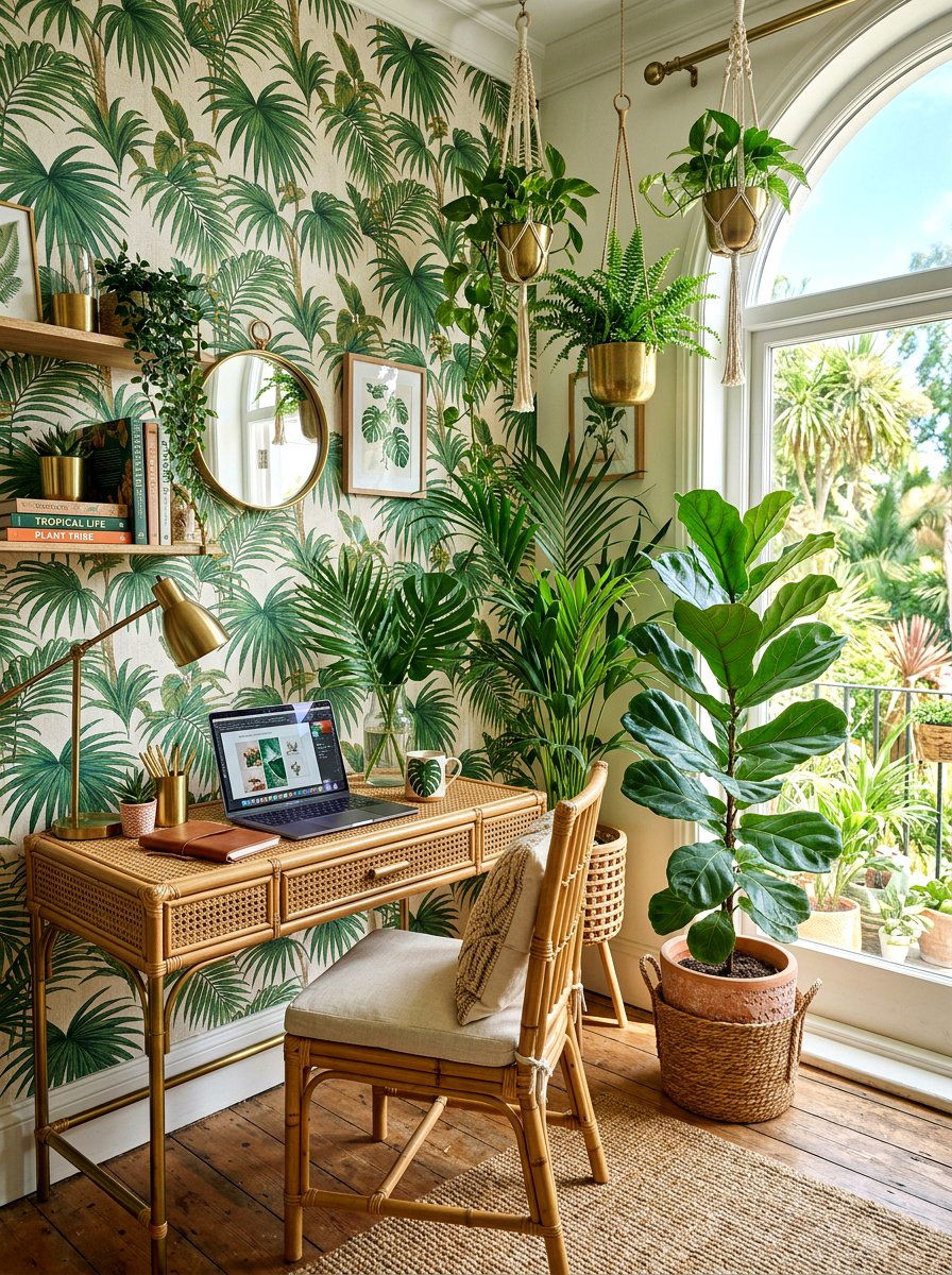 Tropical Botanical Workspace - 30 boutique studio office ideas