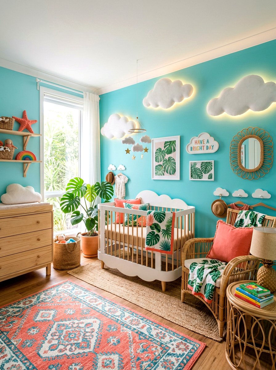Tropical Bright Cloud Nursery - 30 cloud nursery ideas