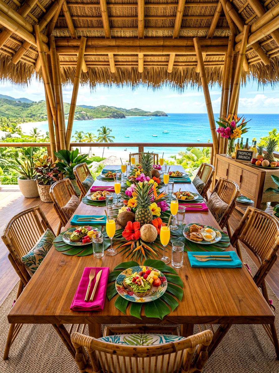 Tropical Brunch Setting - 30 brunch tablescape ideas