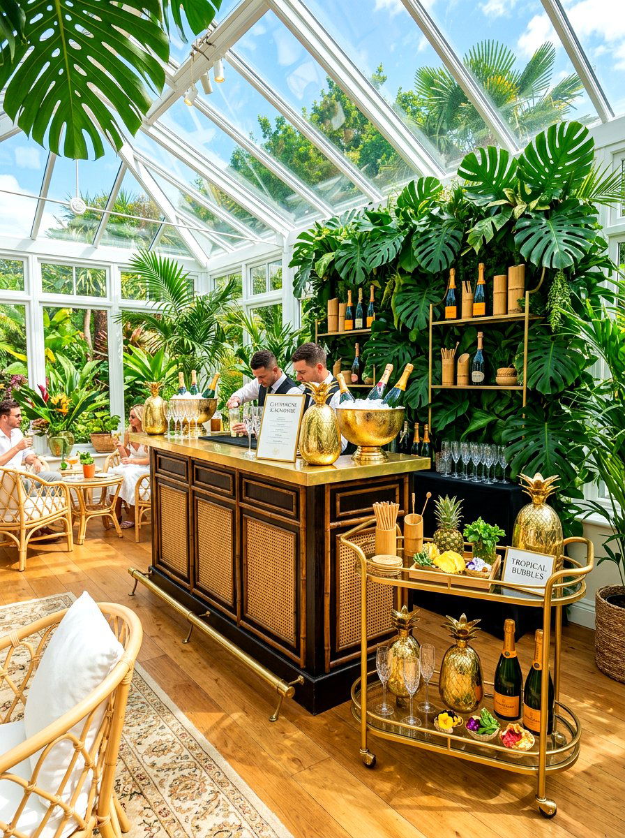 Tropical Champagne Bar - 30 champagne cart decor ideas
