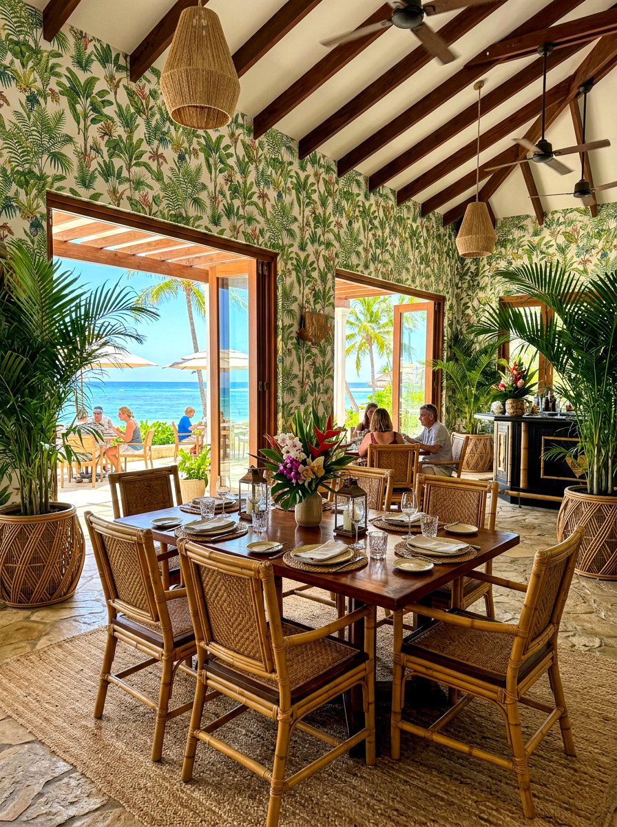 Tropical Coastal Dining Area - 30 coastal dining room ideas