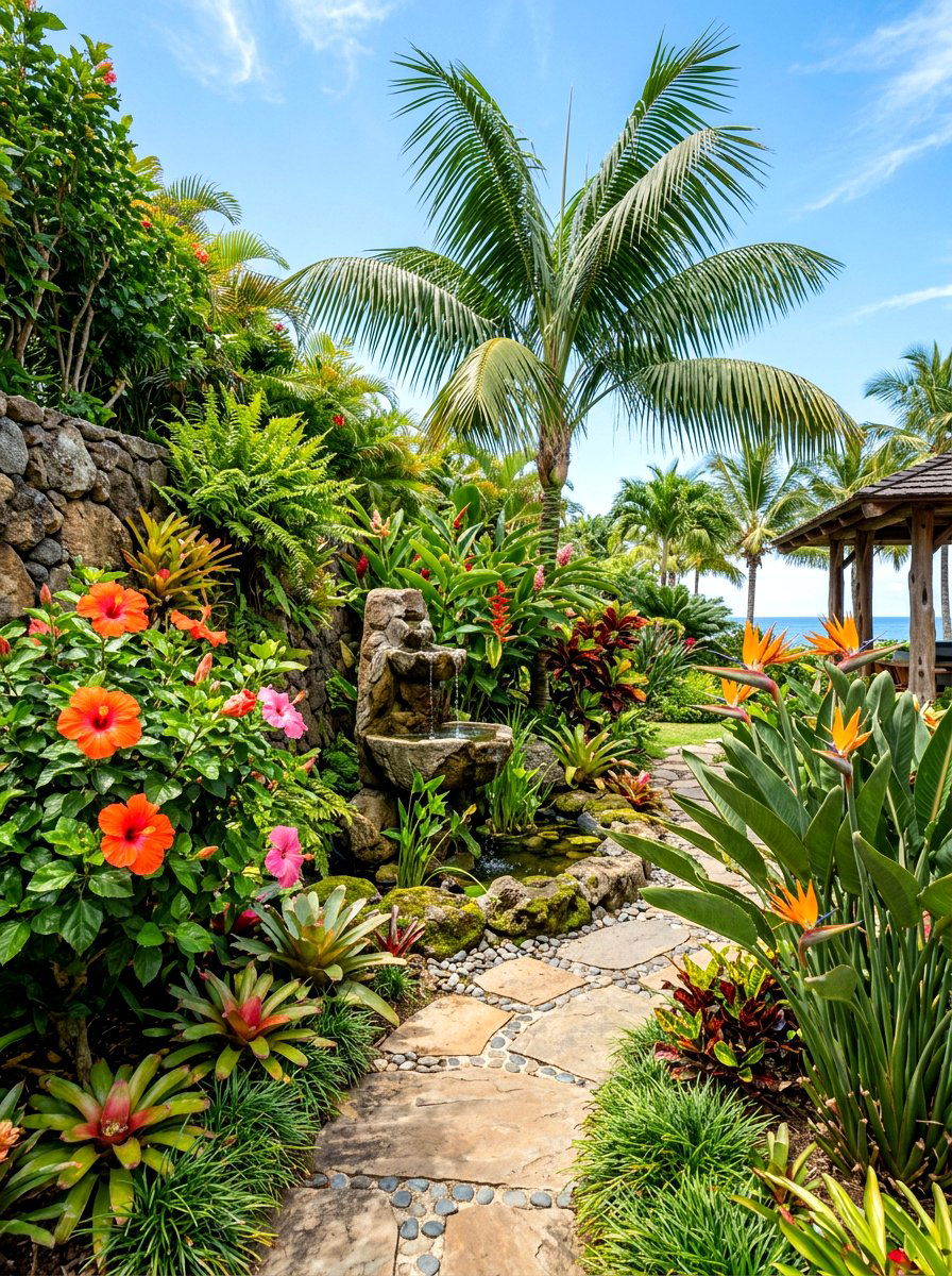 Tropical Corner Garden Theme - 30 corner lot landscaping ideas
