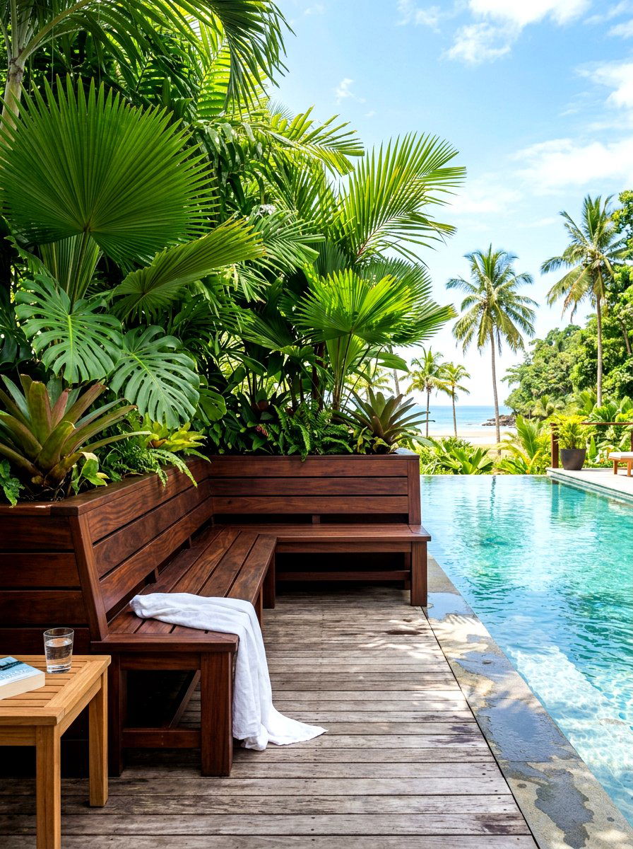 Tropical Deck Planter Bench - 30 deck planter bench ideas